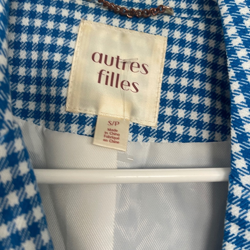 Double Breasted Gingham Blue Blazer - image 3